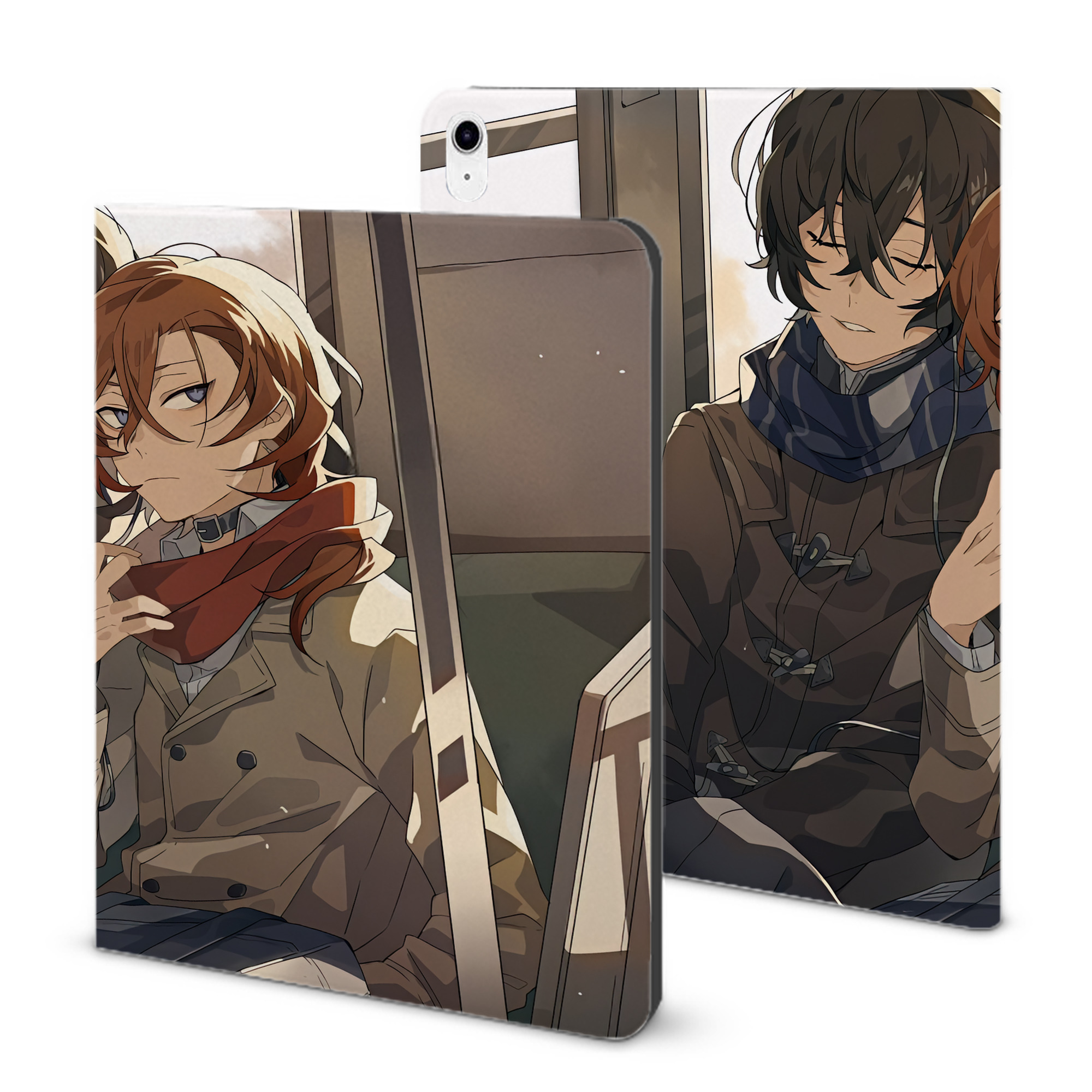 （画像用） 文豪ストレイドッグス Bungo Stray Dogs IPad ケース ブック型 PUレザー TPU 耐衝撃 軽量 薄型 ペン収納なし 全面保護 IPad 各モデル対応